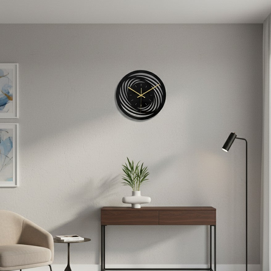 3D Black Acrylic Round Digital Wall Clock