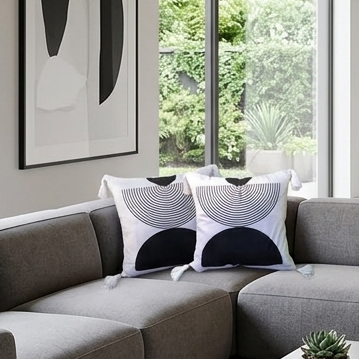 2Pcs Semi Boho Cushion Covers With Tassels