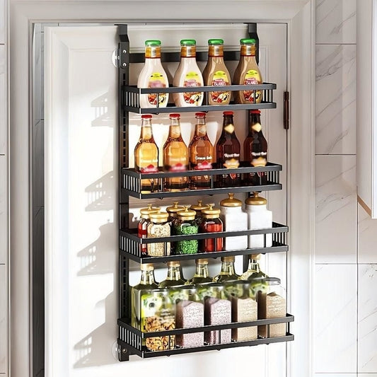 4-tier over door caddy organizer with adjustable steel baskets and suction cups, 43x19x90cm