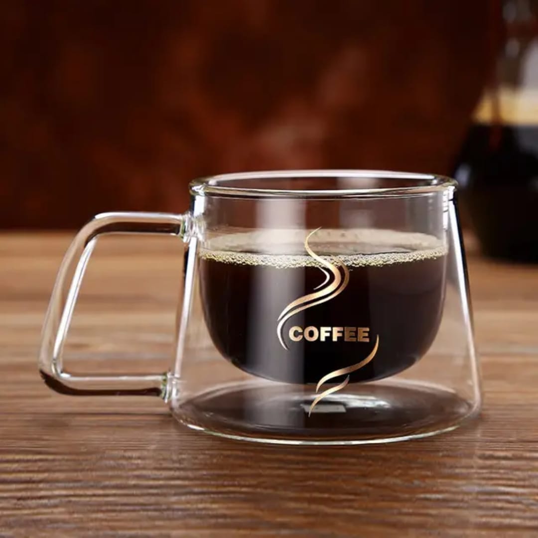 2pcs Double Wall Glass Coffee Mug