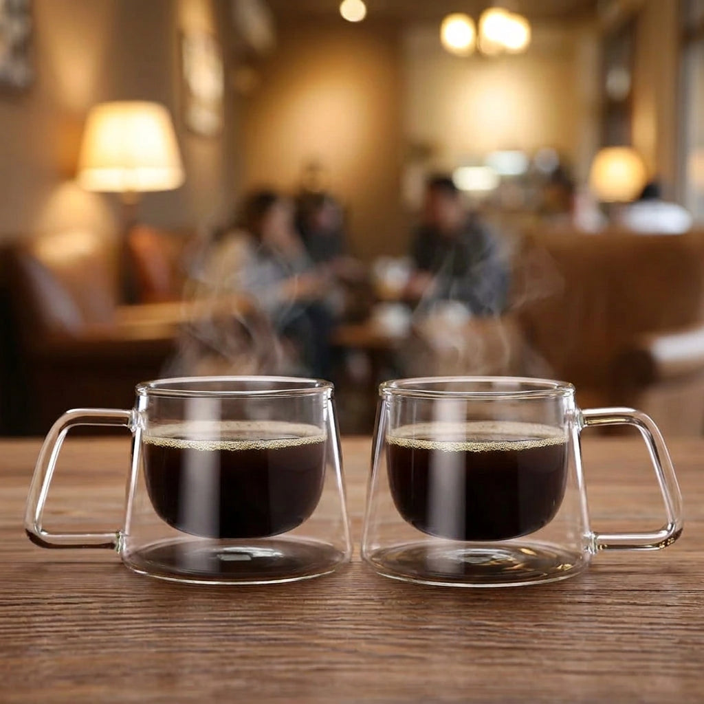 2pcs Double Wall Glass Coffee Mug
