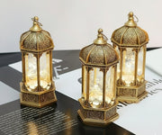 Vintage LED Ramadan lamp in gold, silver, or black measuring 6.6 × 13.5 cm for festive home décor