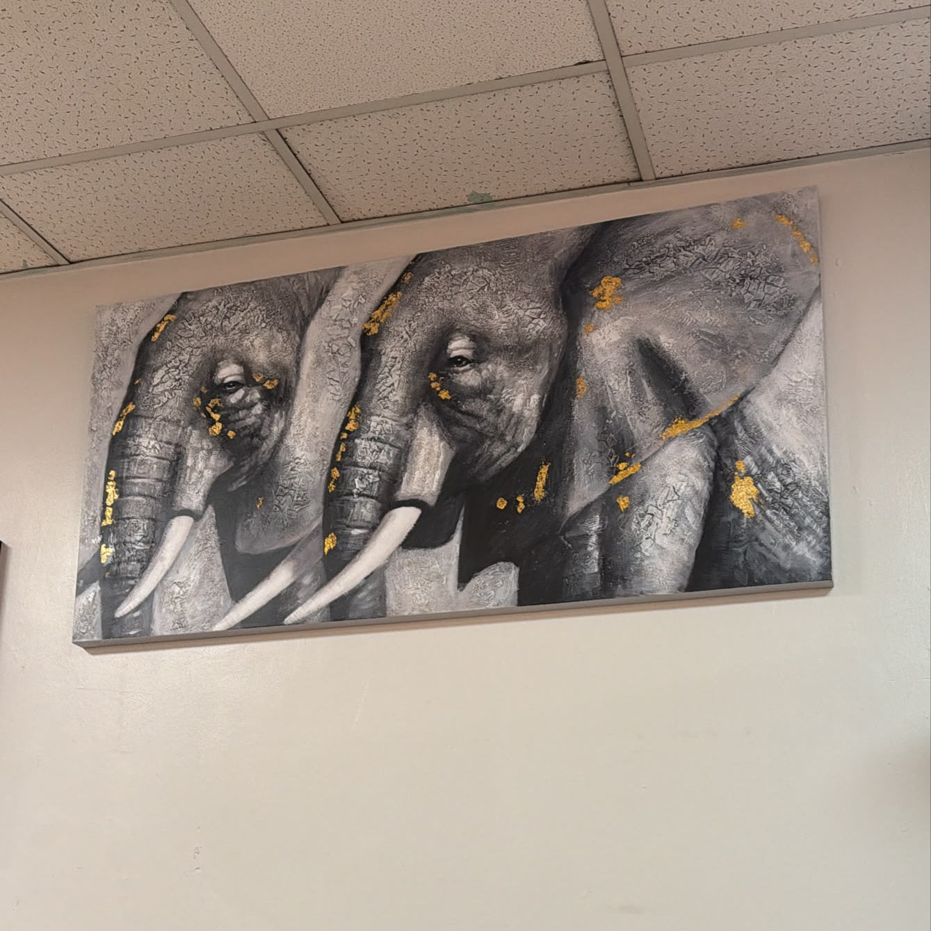 Elephants Oil Painting Wall Art 140 By 70 Cm Landscape Design For Modern Interiors