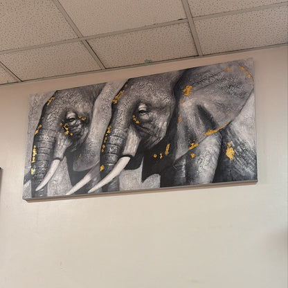 Elephants Oil Painting Wall Art 140 By 70 Cm Landscape Design For Modern Interiors