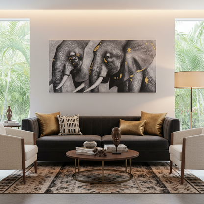 Elephants Oil Painting (140 × 70 × 3.5 cm)