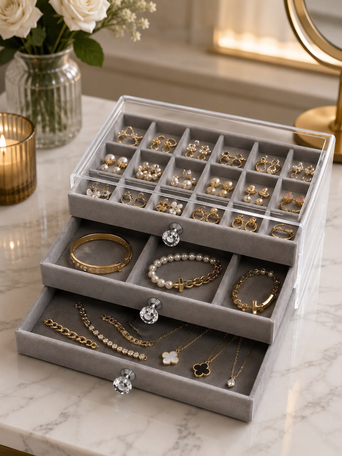 3-Layer Flannel Jewelry Box Drawer