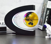 Magnetic floating globe with world map, available in gold, black, and blue