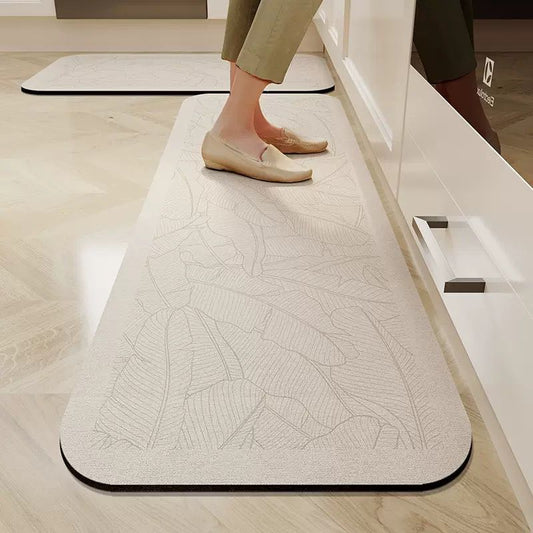 PVC leather anti-slip kitchen mat set with oil-proof wipeable surface in two sizes