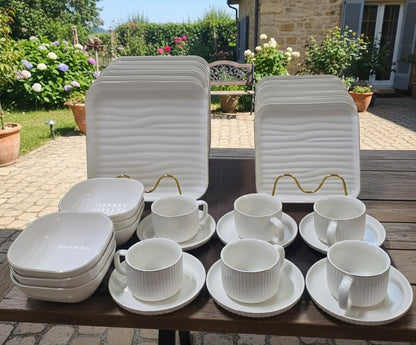 30Pcs Square Rippled Dinner Set