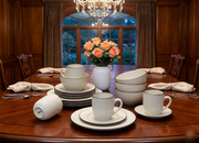 16-Piece ribbed ceramic dinner set with cups bowls side plates and plates