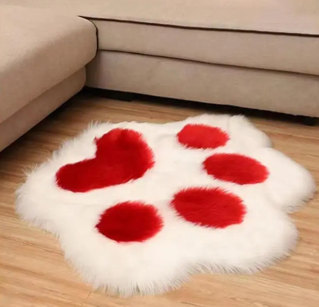 Cute Cat Paw Pattern Soft Plush Carpet