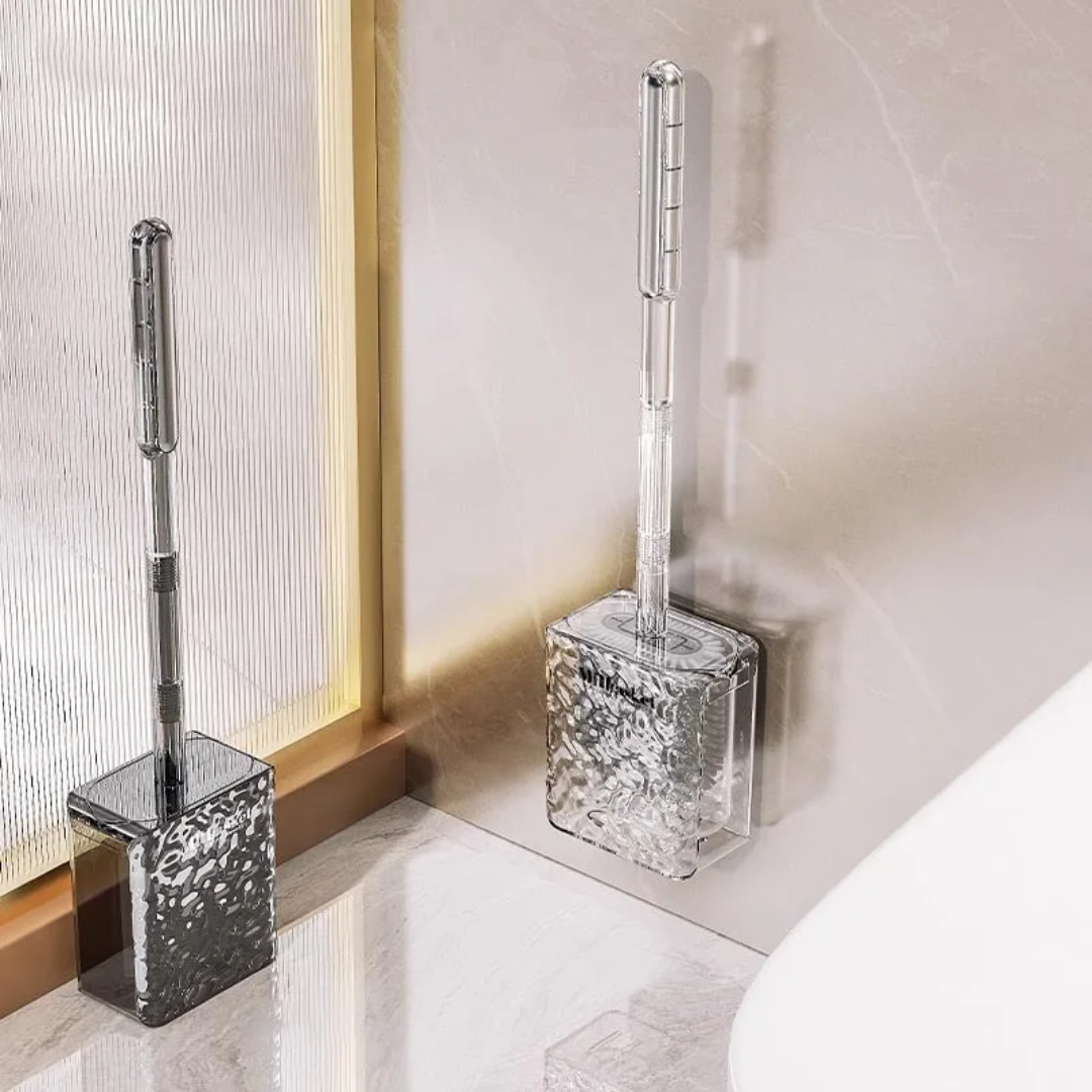 Wall Mounted Bathroom/Toilet Silicone Cleaning Brush With Holder