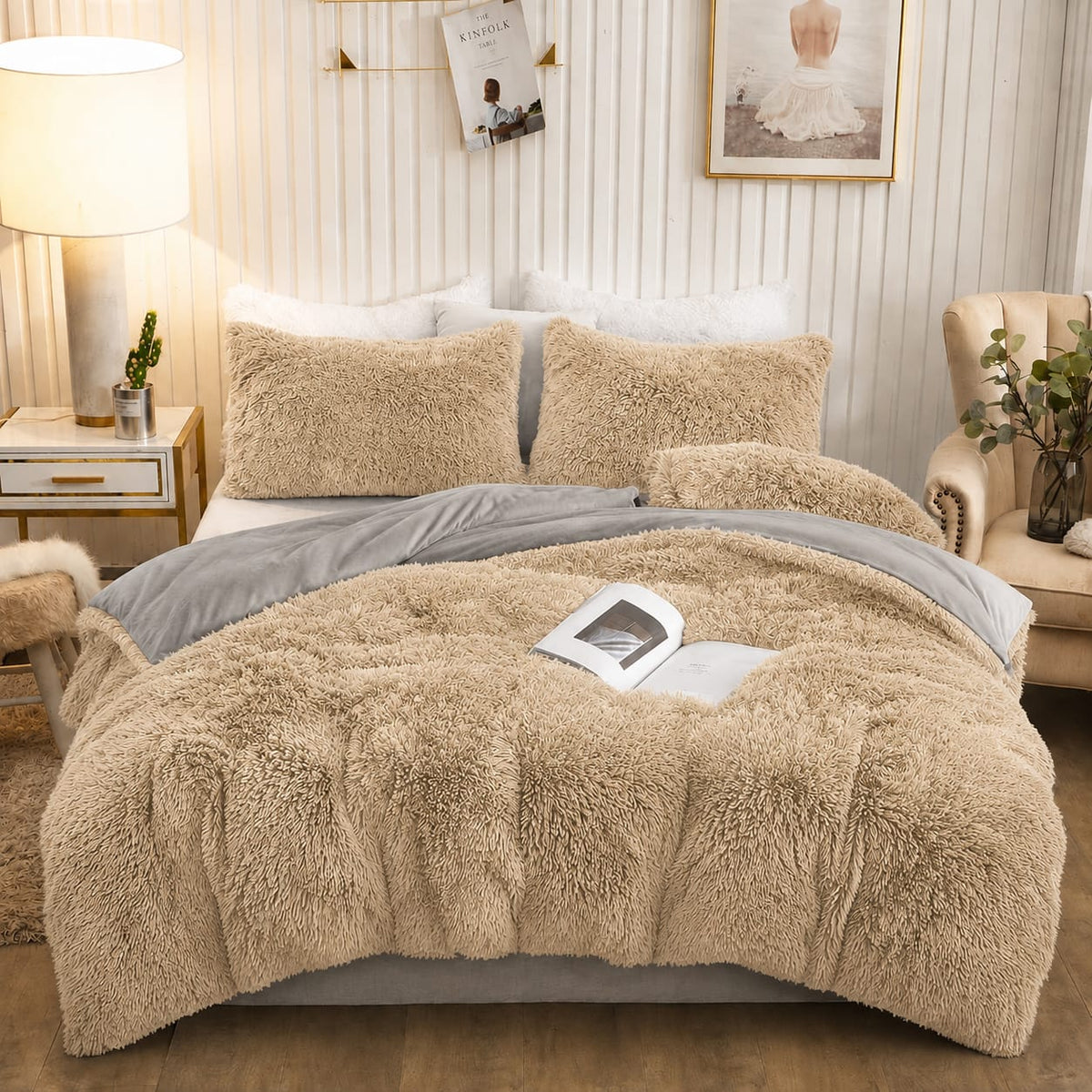 6Pc Plush Fluffy Duvet Bedding Set 6 × 7 ft