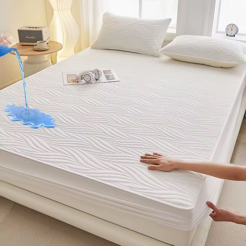 Waterproof fitted mattress protector set with pillowcases for bed protection