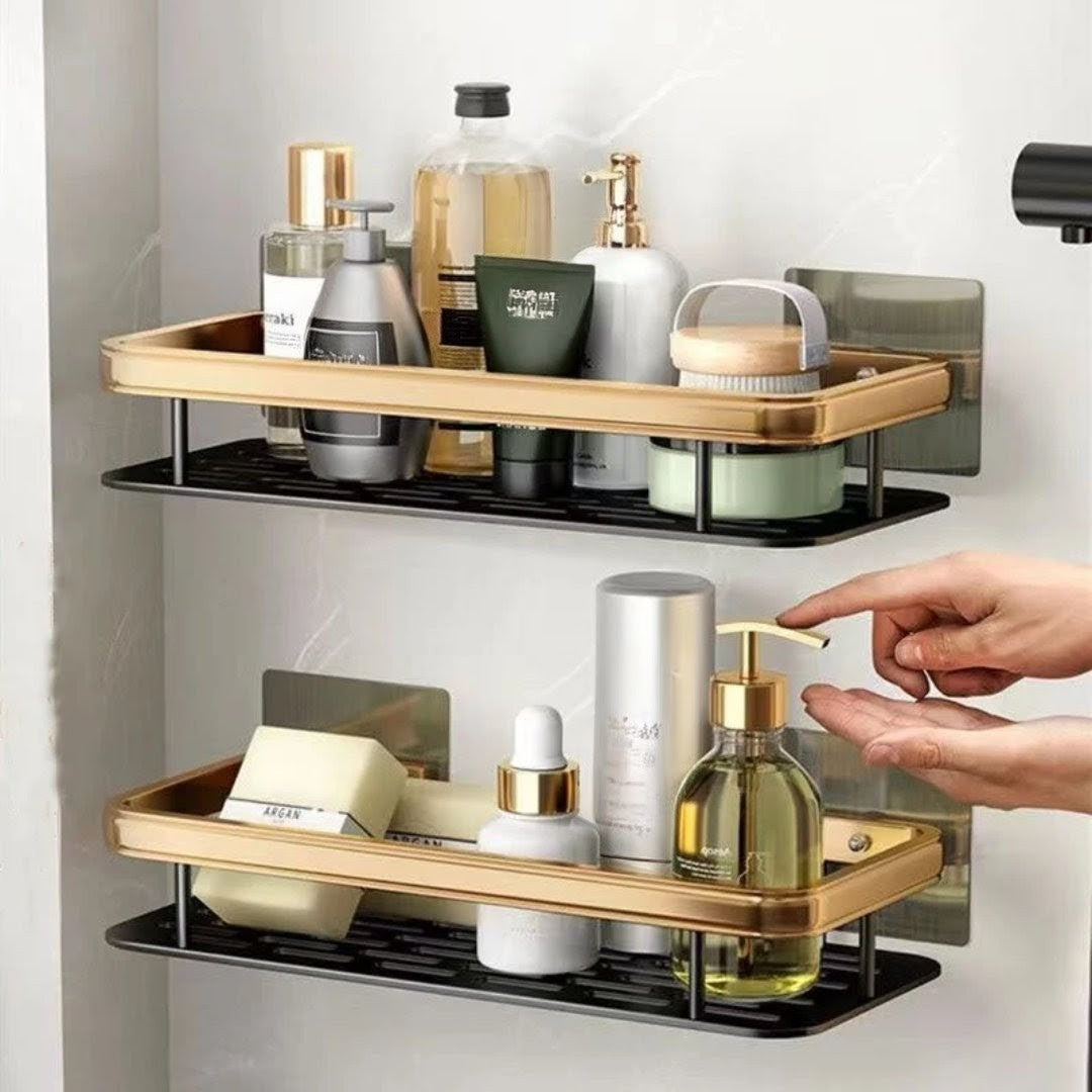 2pcs Luxury Wall Mounted Bathroom Shelf