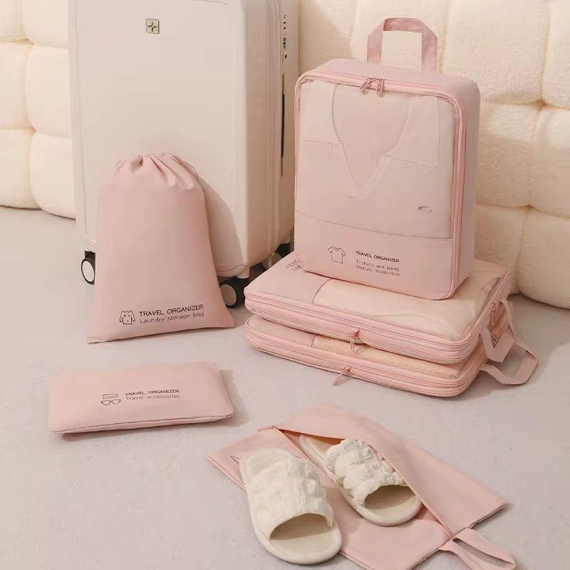 Six piece travel luggage storage bag set in assorted colors