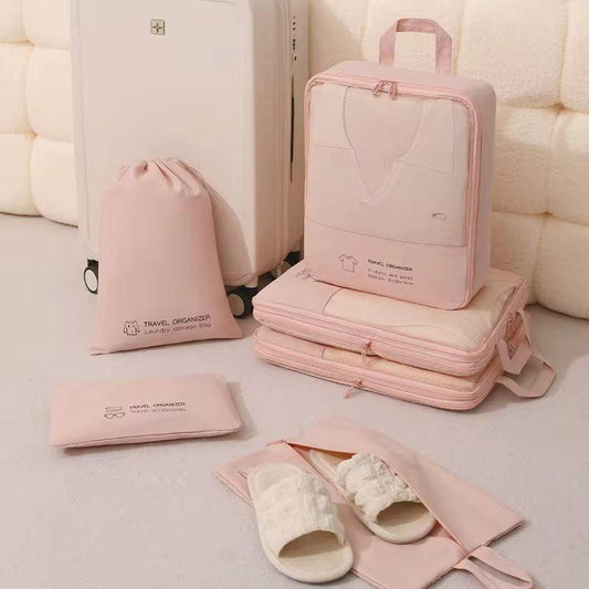 Six piece travel luggage storage bag set in assorted colors