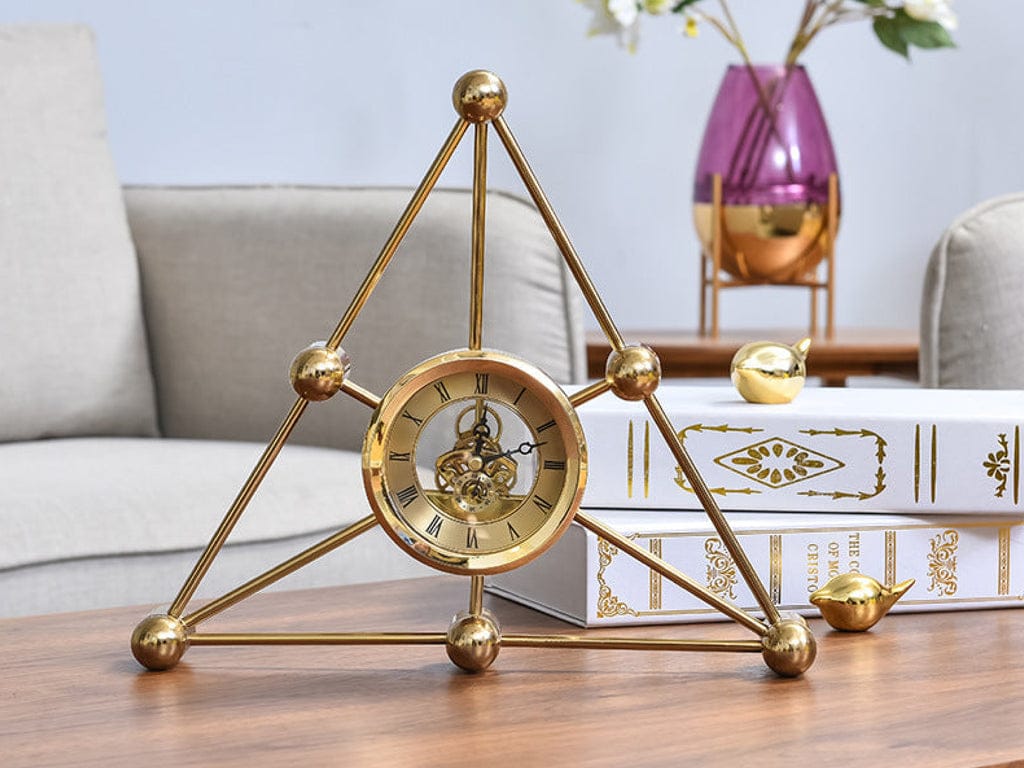 Geometric shaped desktop clock with quartz movement for modern home or office décor