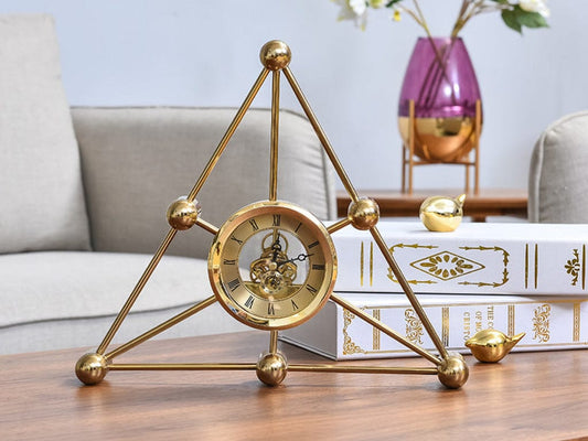 Geometric shaped desktop clock with quartz movement for modern home or office décor