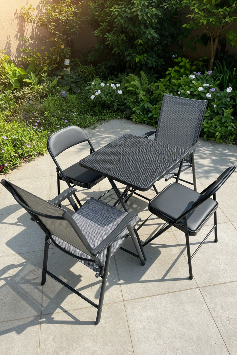 Foldable Table Set With 2 Chairs