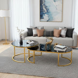 2Pcs Glass Top Nesting Coffee Table Set