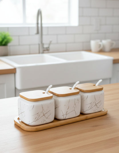 Nordic Ceramic Seasoning Jars Set – 3 Pieces