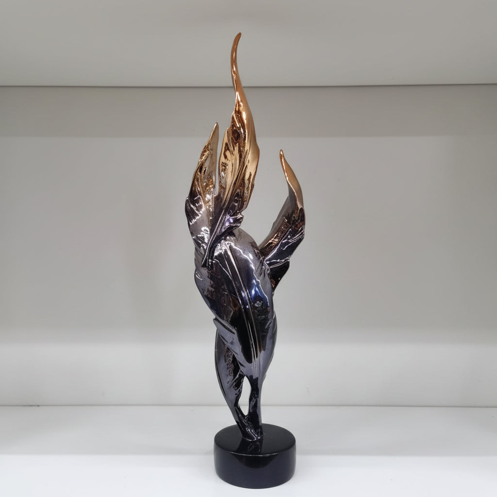 Black Copper Twisted Feather Sculpture