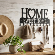 Black metallic Home Sweet Home wall décor key holder organizer for stylish home storage