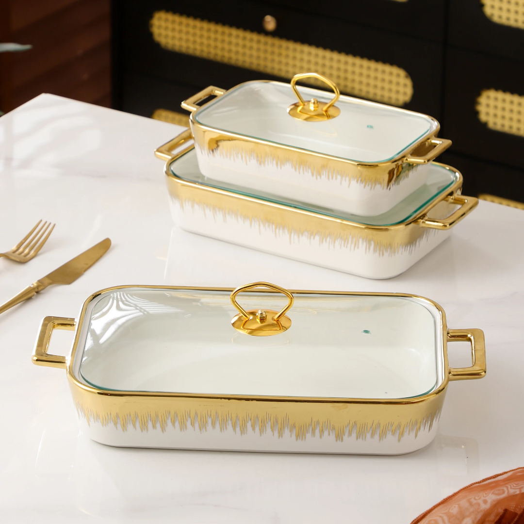 3Pcs Ceramic Chafing Dish Set