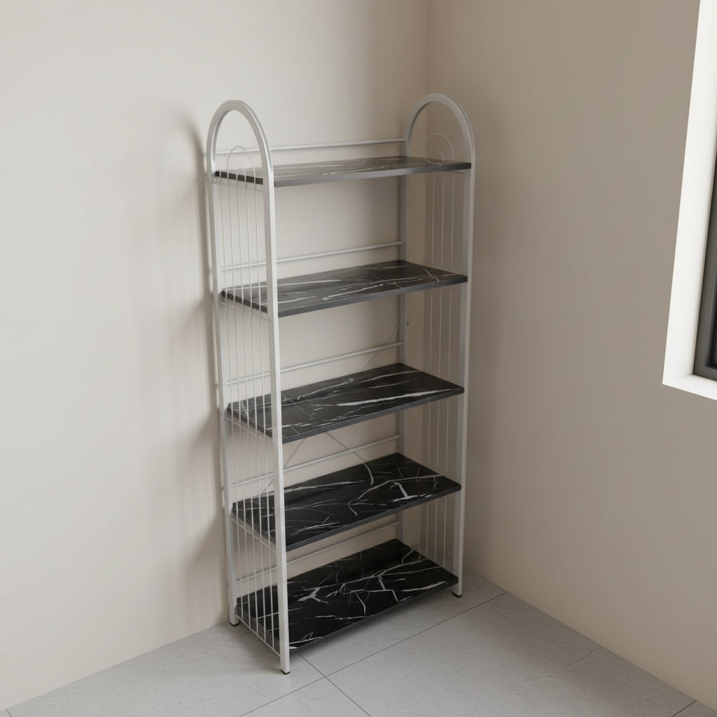 5-Tier Metal Storage Rack With Arched Frame 60x30x140cm