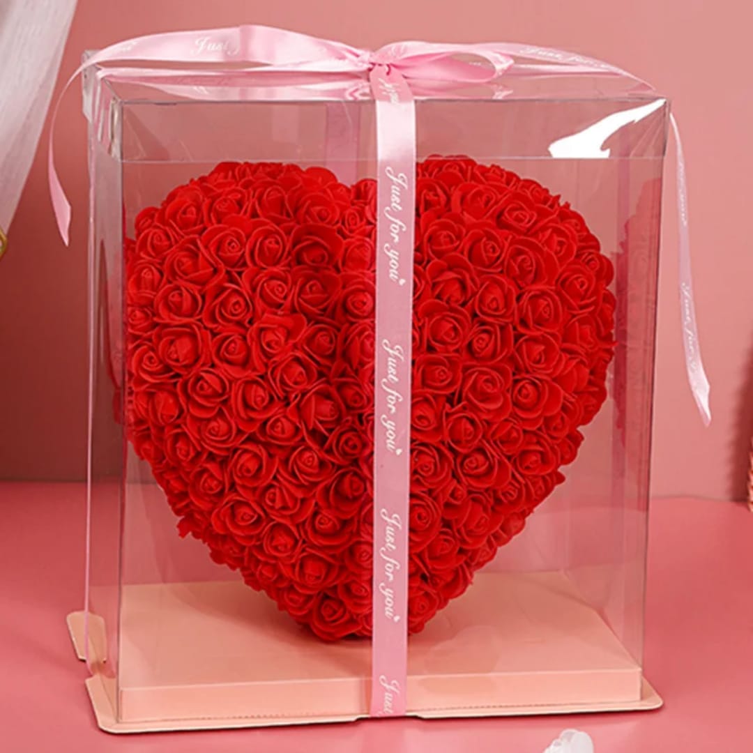 25cm Heart-Shaped Artificial Rose Decoration