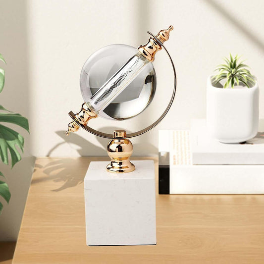 Clear crystal ball on marble base, elegant decorative glass sphere ornament for home and office. ✨