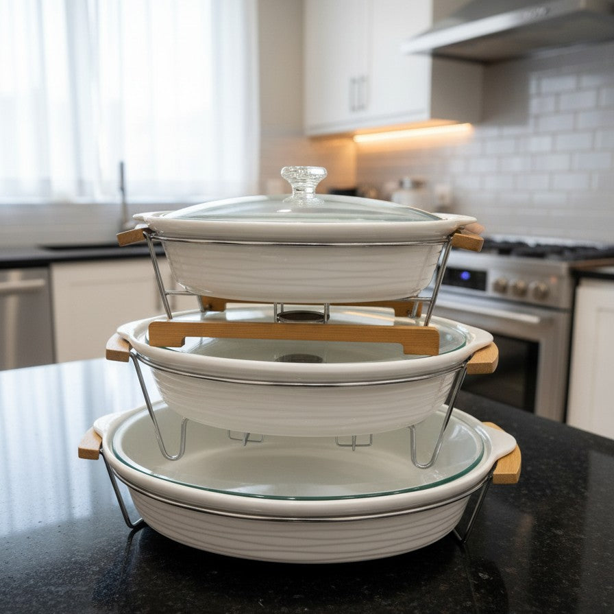 3Pcs Food Warmers With Steel