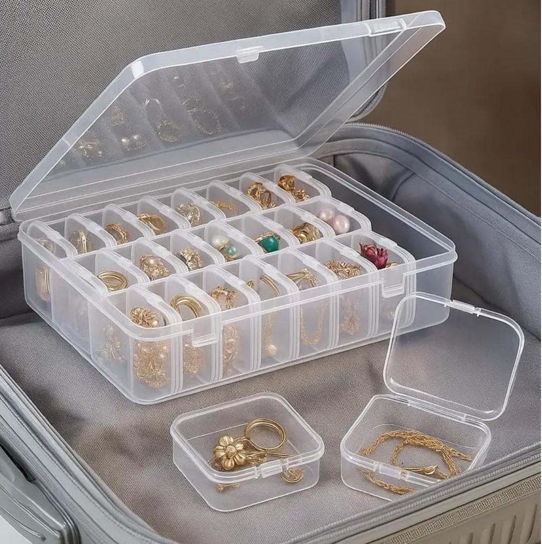 Transparent 30 grid plastic organizer box for jewellery, crafts, and small accessories