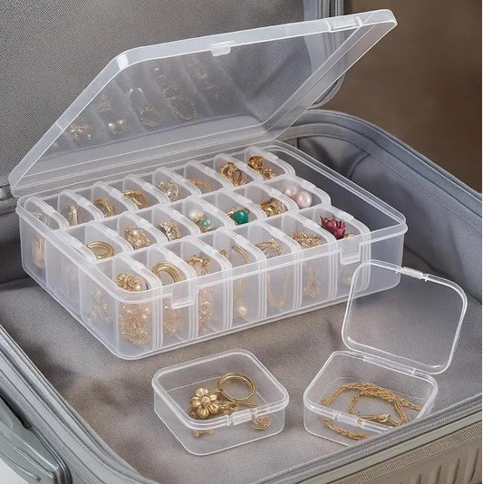 Transparent 30 grid plastic organizer box for jewellery, crafts, and small accessories