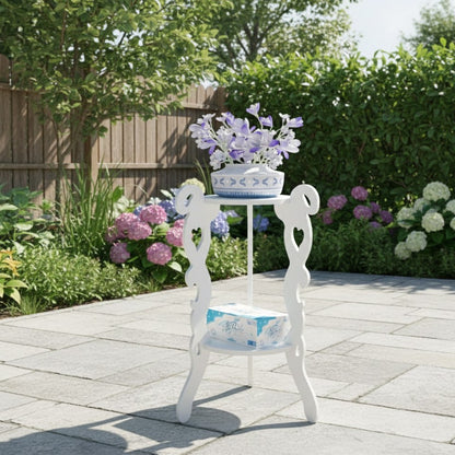 3-Legged 2-Layer White Table