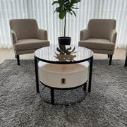 Round Glass-Top Coffee Table for Modern Living Room