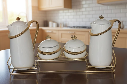 7pcs golden Acar ceramic jug and sugar set