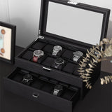 24 Slots Leather Watch Organizer Jewellery Storage Case with Lock