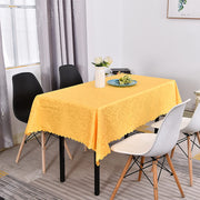 High quality fabric table cloth neatly spread on dining table for elegant table setting