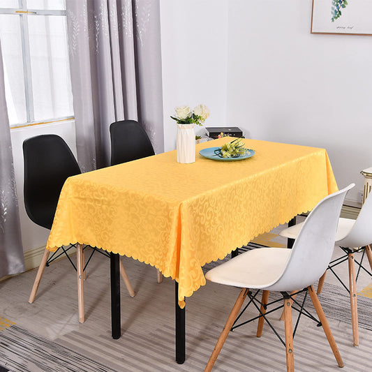 High quality fabric table cloth neatly spread on dining table for elegant table setting
