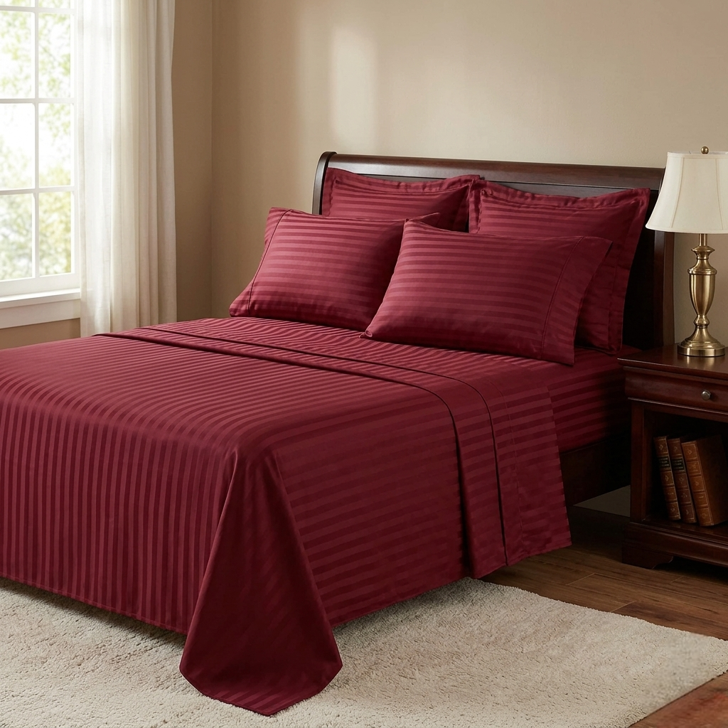 Cotton Striped Bedsheets Set – 7×8 / 8×8