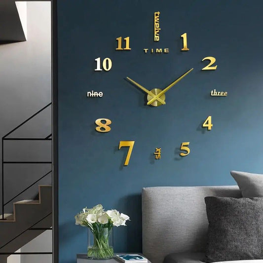 3D Roman Numeral Acrylic Mirror Wall Clock with Pendulum
