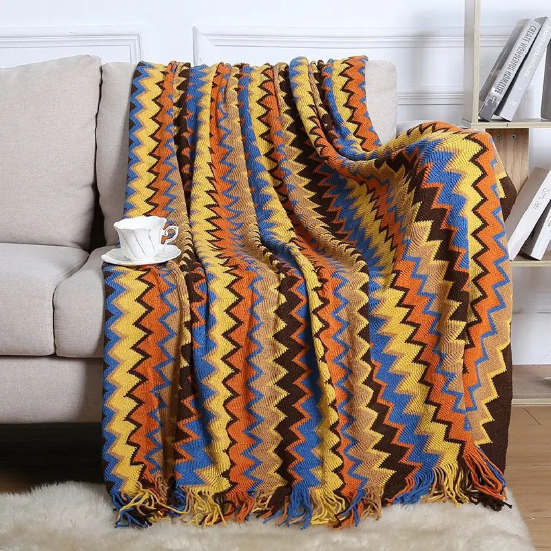 Bohemian Knitted Throw Blanket