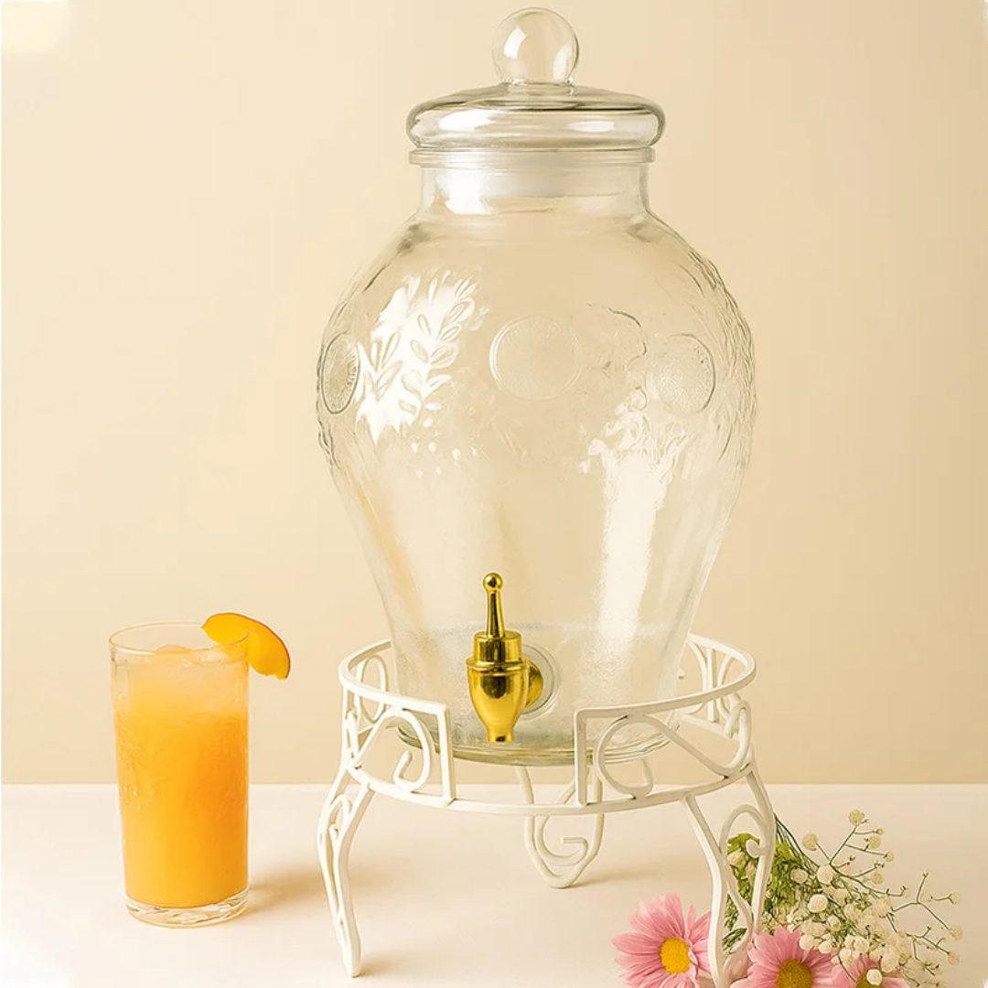 Glass Beverage Dispenser With Faucet