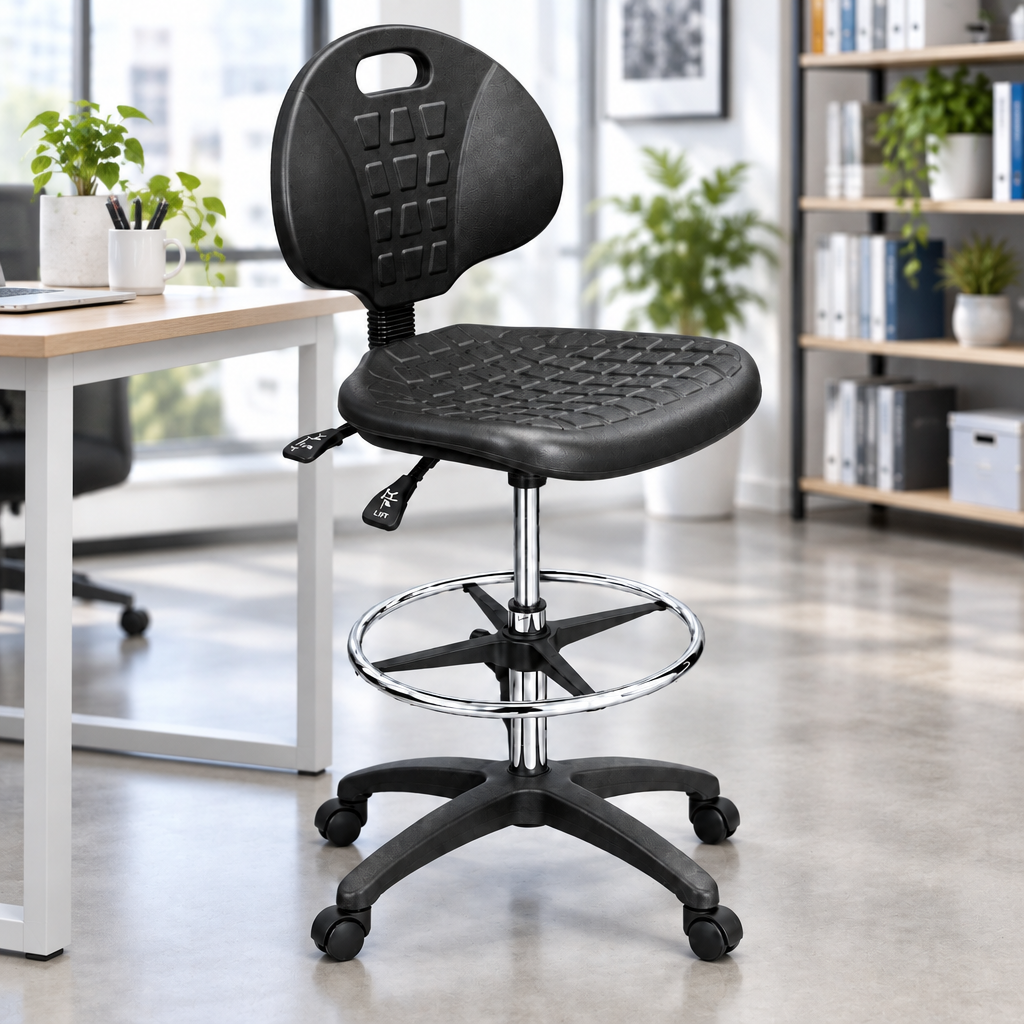 Height Adjustable Lab Stool with Reclining Back