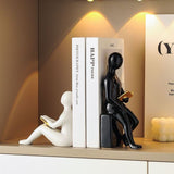 Ceramic Bookends in Reader Shape Sculpture