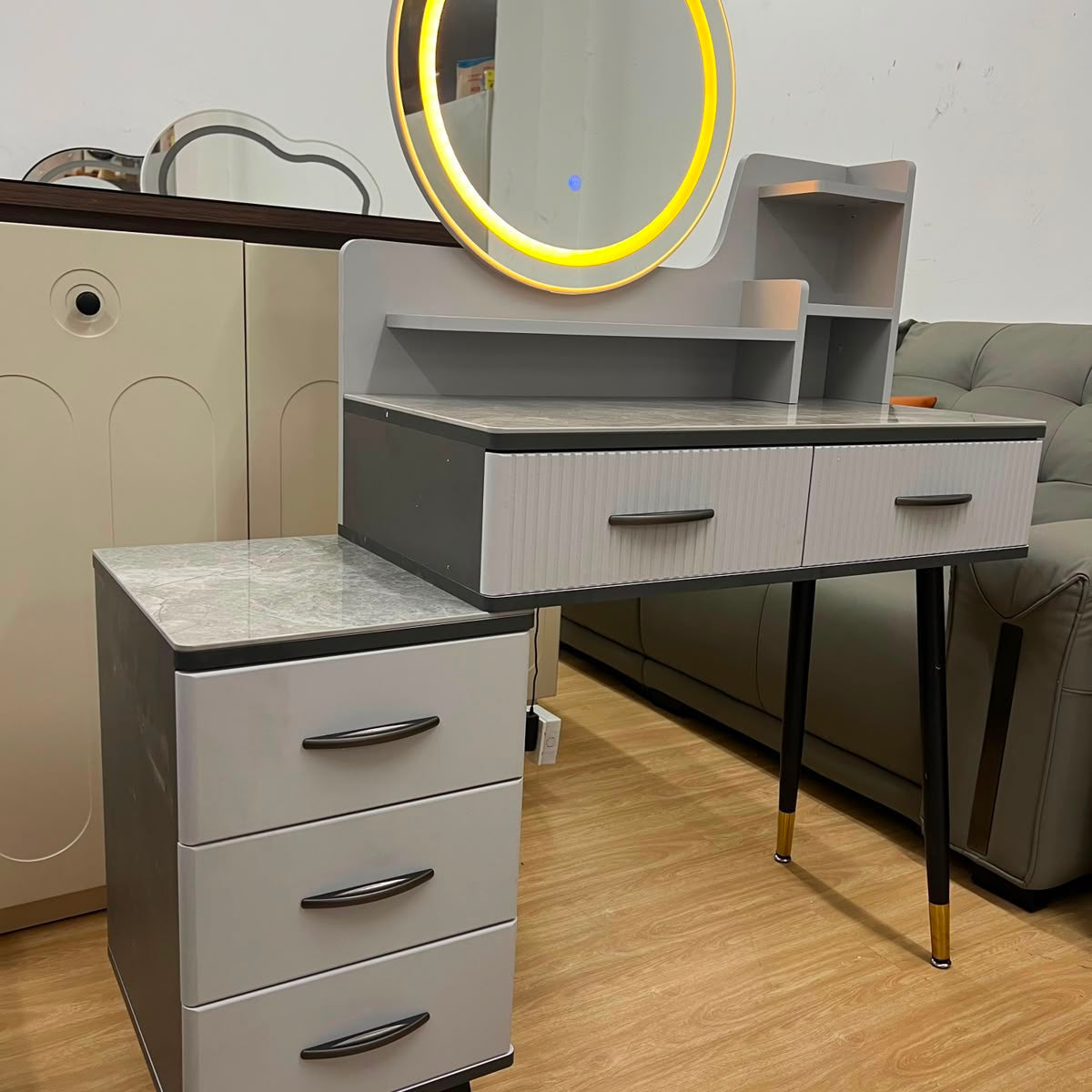 LED Vanity Dressing Table with Detachable Storage Cabinet