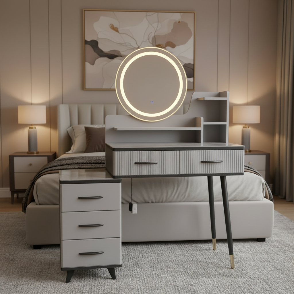 LED Vanity Dressing Table with Detachable Storage Cabinet