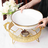 Ceramic Buffet Food Warmer With Stainless Steel Stand